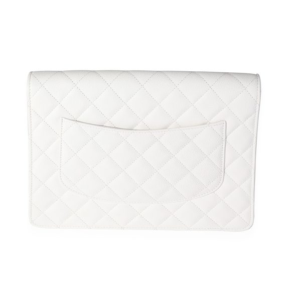 Chanel White Quilted Caviar Classic Flap Case - Picture 3 of 7